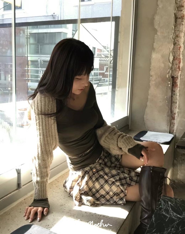 坑條針織感短版小外套